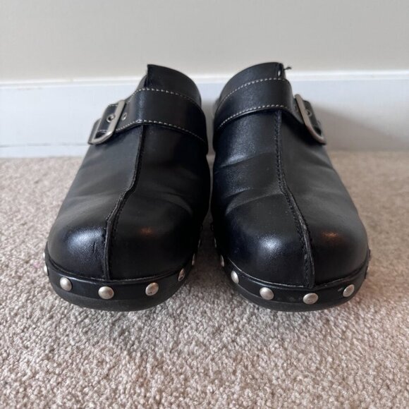 Predictions | Black Studded Silver Buckle Clogs - Size 10 - Picture 3 of 12